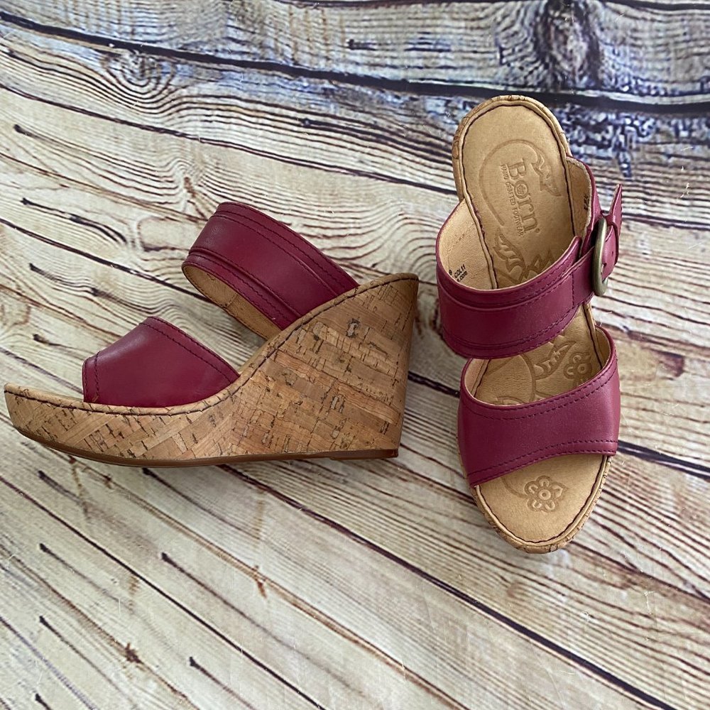 Like New Born Pink Double Strap Zee Cork Wedges Size 8 - Picture 4 of 8